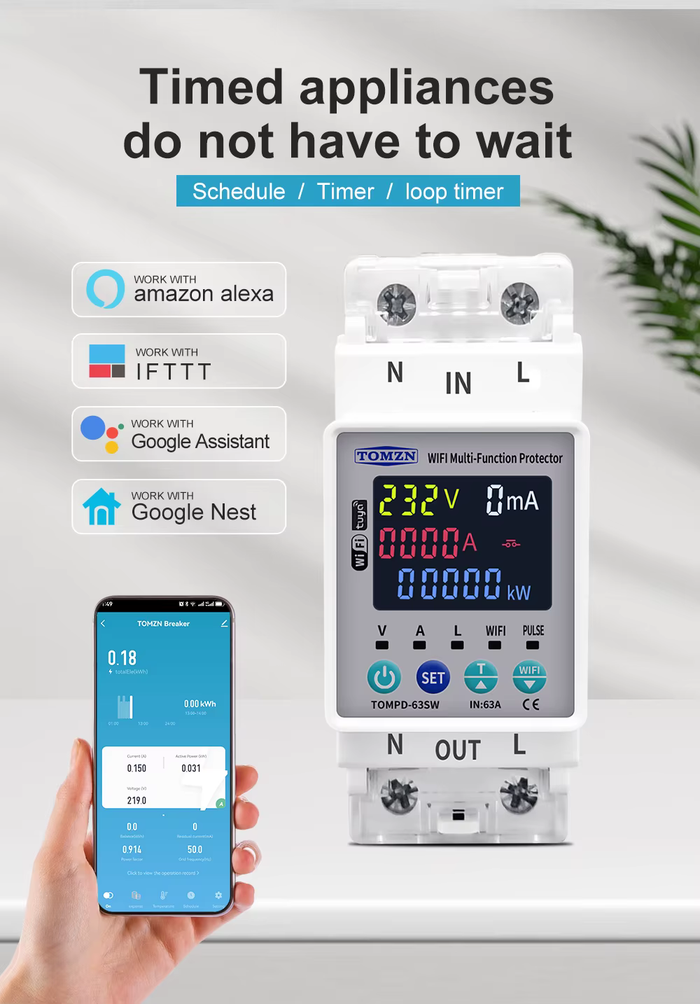 Tomzn Smart Circuit Breaker wifi - SW63A