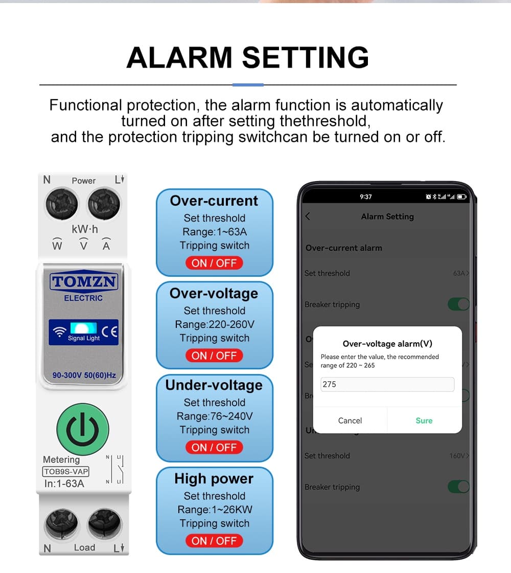 Tomzn Smart Circuit Breaker wifi -VAP63A
